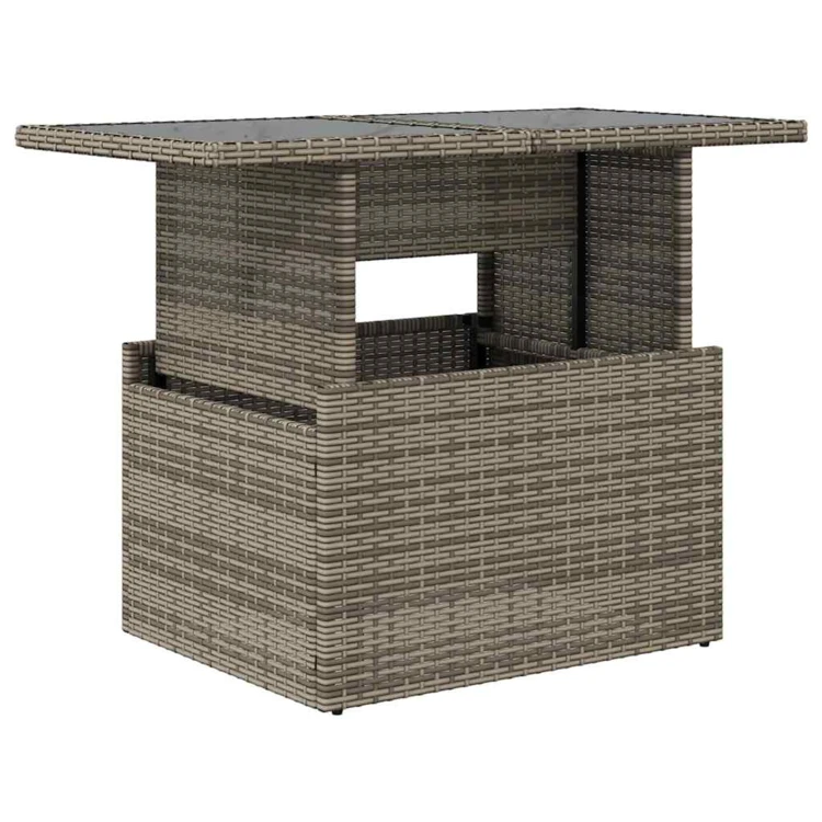 Table basse de jardin relevable avec plateau en verre