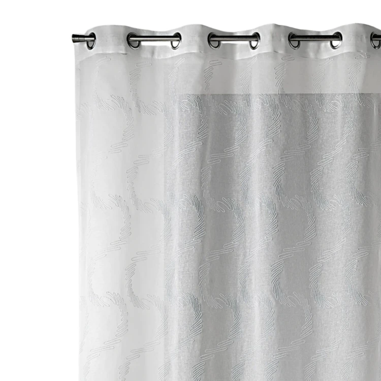 Voilage blanc motifs ondulés brodés