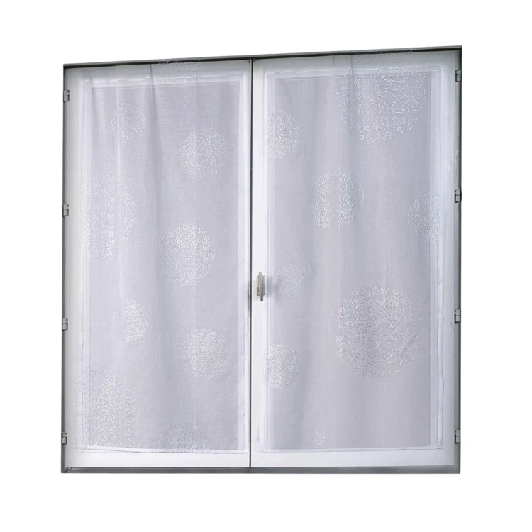 Paire de petits voilages en étamine motif argent