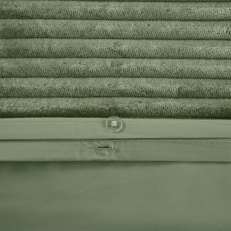 Parure de lit 3 pièces velours bande côtelé housse + taies