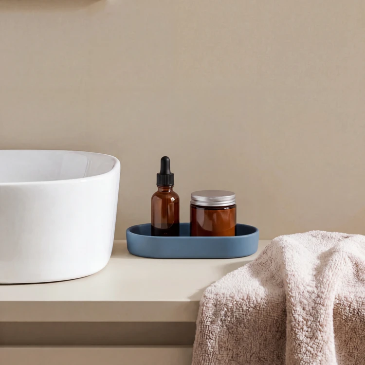 Plateau de rangement en grès céramique pour salle de bain