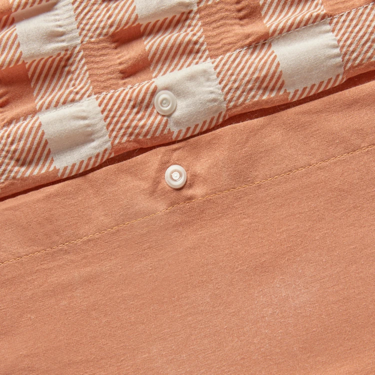 Parure de lit réversible texturée 3 pièces vichy housse + taies