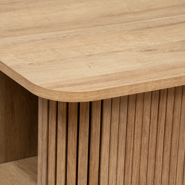 Table bar aspect bois avec rangements intégrés