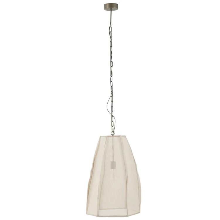Suspension cloche en lin et fer