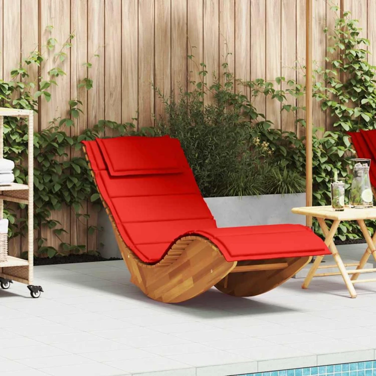 Chaise longue à bascule ergonomique avec coussin et appuie-tête