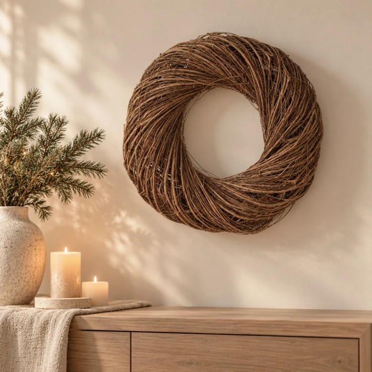 COURONNE ROND BRINDILLE SAULE NATUREL MEDIUM