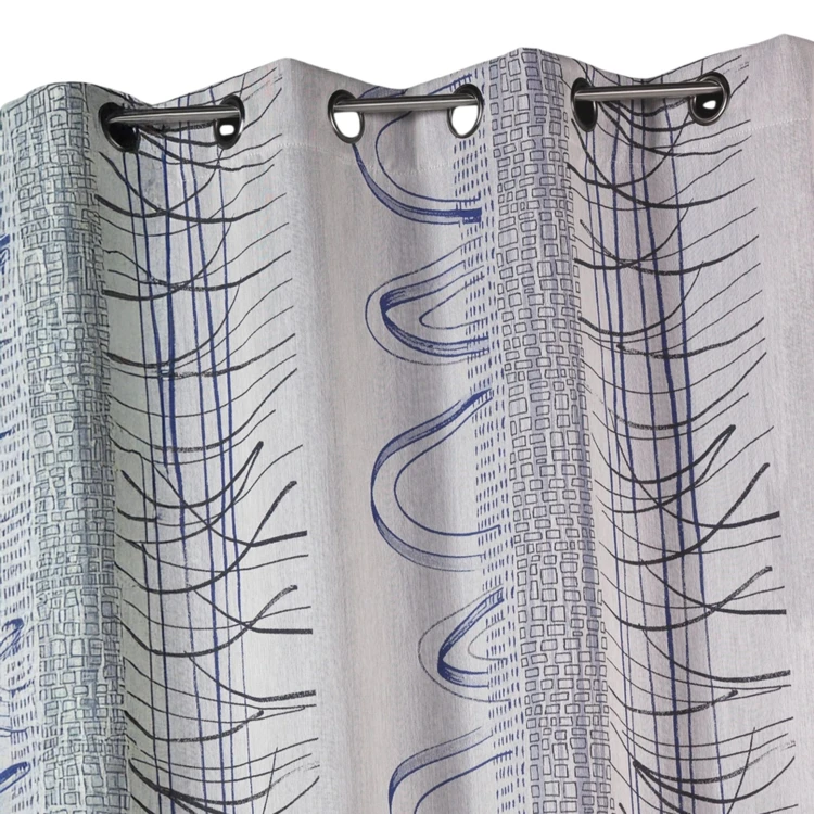 Rideau en jacquard à rayures verticales aux imprimés graphiques