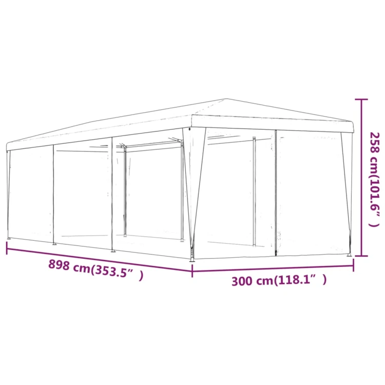 Tente de réception avec parois moustiquaires
