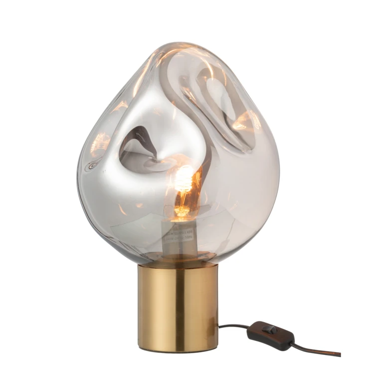 Lampe à poser en verre et métal design