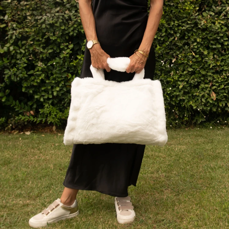 Sac cabas effet doudou avec fermeture aimantée