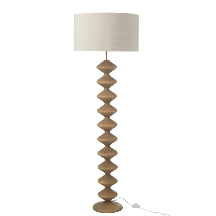 Lampadaire en bois de peuplier avec abat-jour tissu