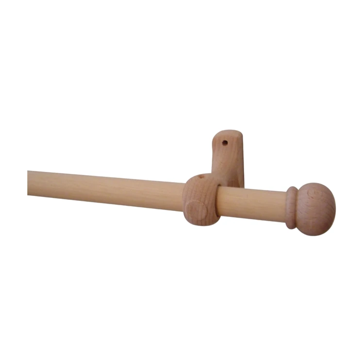 Kit tringle à rideaux en bois embouts anglais D20 mm