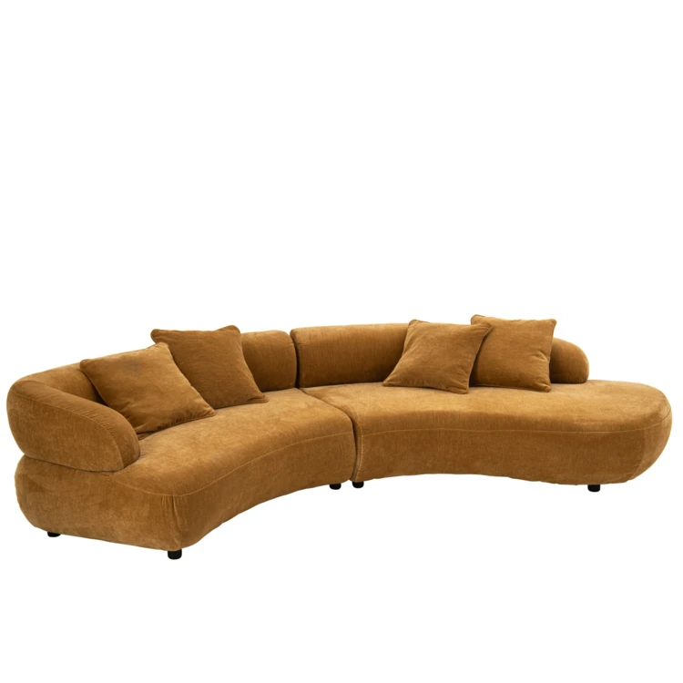 Canapé 4 places avec 4 coussins en contreplaqué et tissu