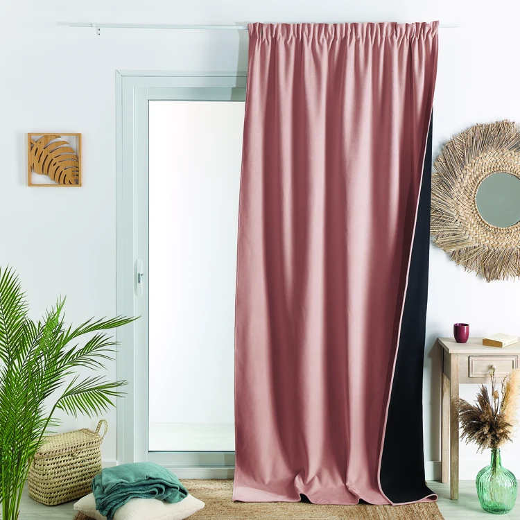 Rideau thermique phonique et semi occultant à galons fronceurs KONFOR