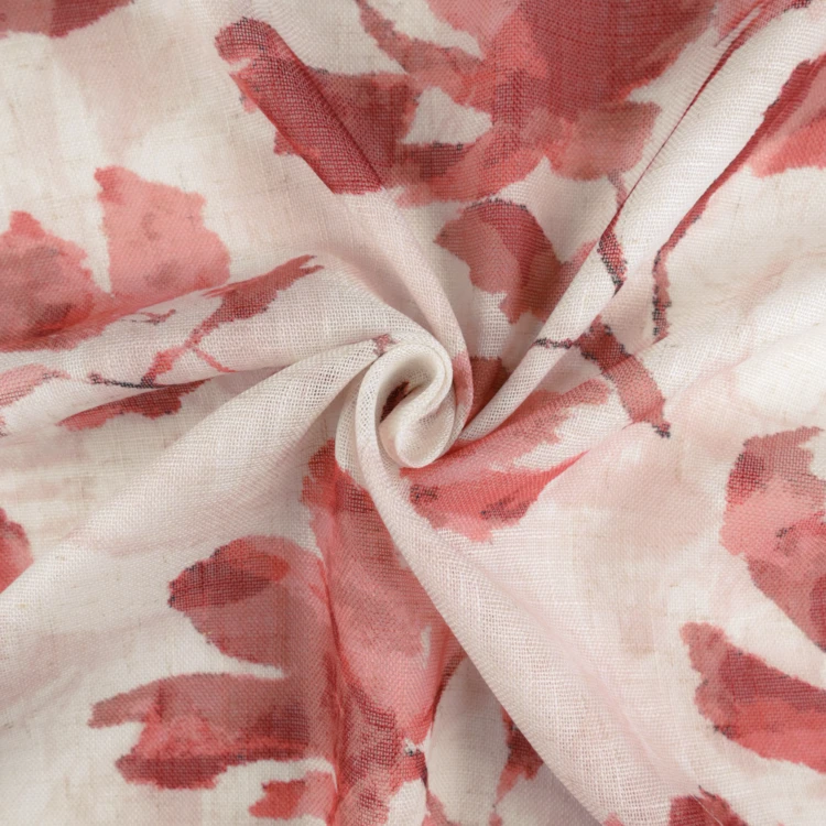 Voilage poly-lin imprimé à motif floral avec œillets