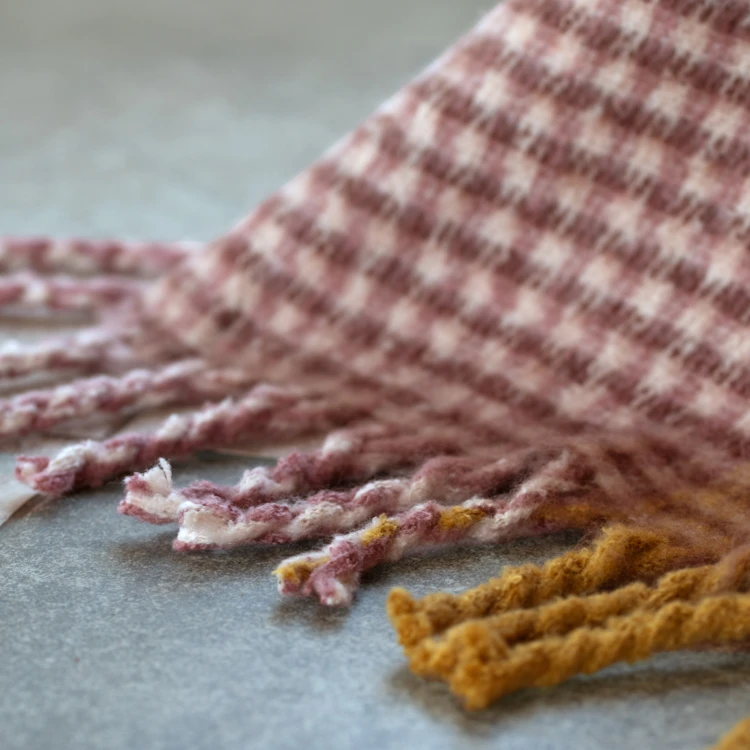 Plaid à carreaux aspect mohair doux