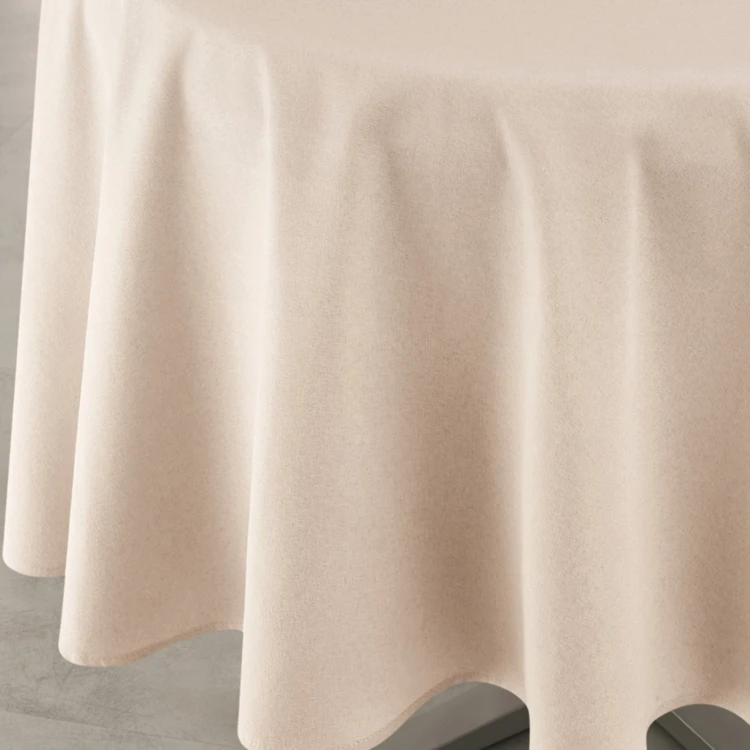 Nappe déperlante anti-taches effet lin pour table ronde
