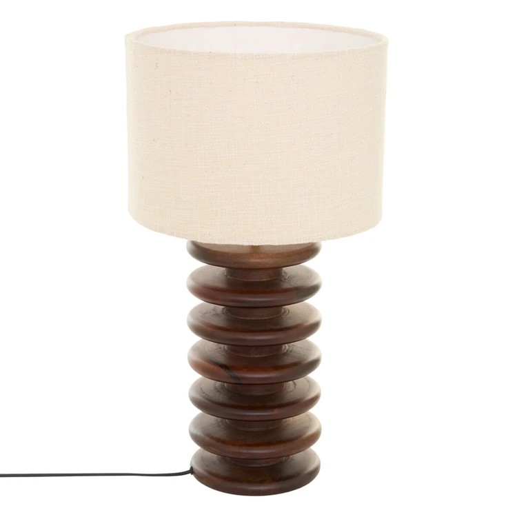Lampe à poser en bois de manguier avec pied sculptural