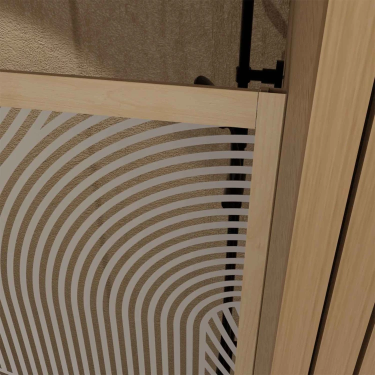 Paroi de douche Japandi en verre sérigraphié motif arrondi