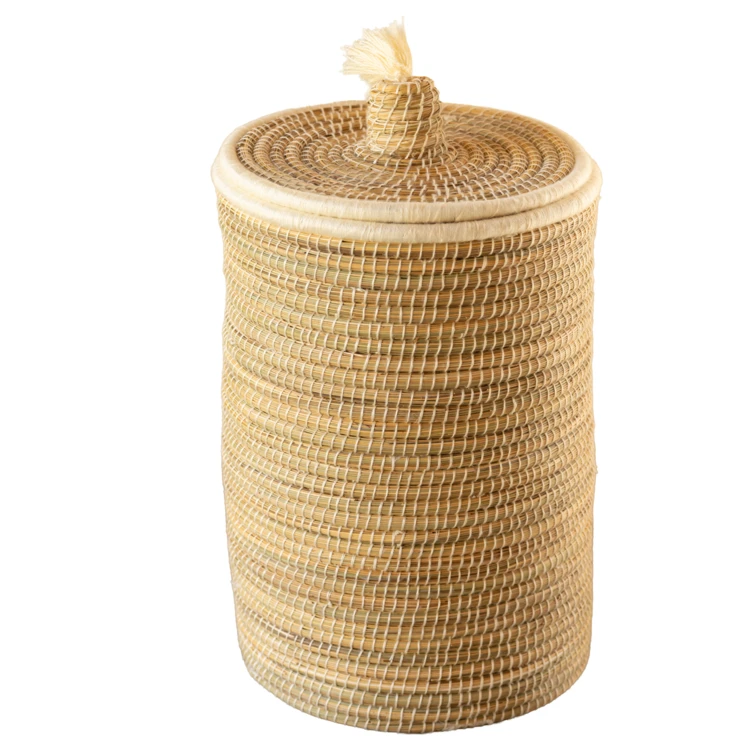 Panier à linge en fibres naturelles et laine