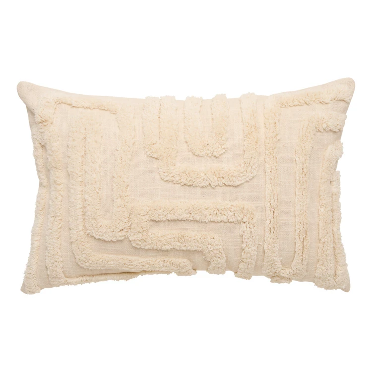 Coussin décoratif tufté en coton à motifs en relief