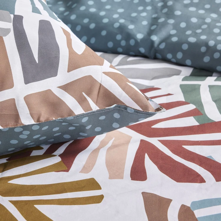 Juego de cama de 3 piezas con hojas tropicales de colores
