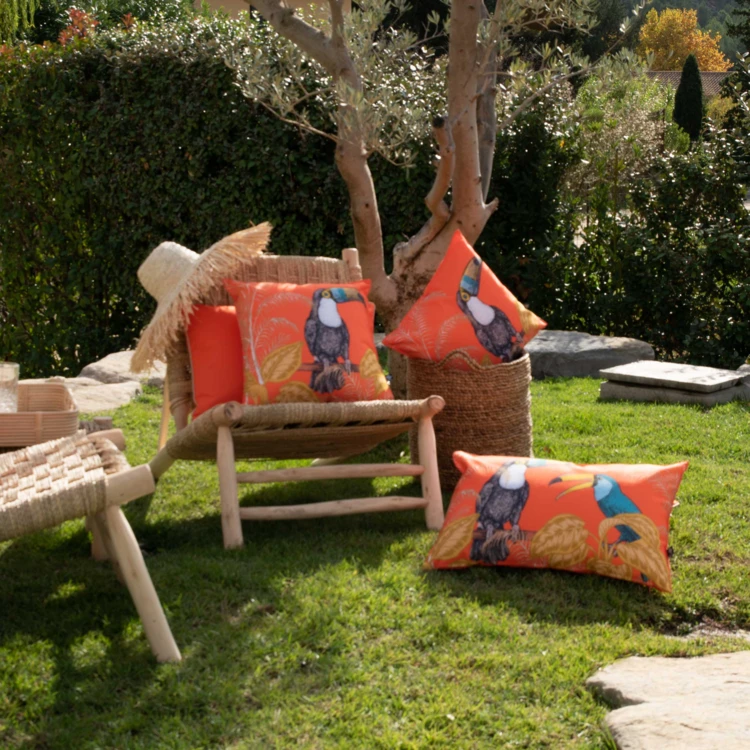 Coussin extérieur déperlant toucan