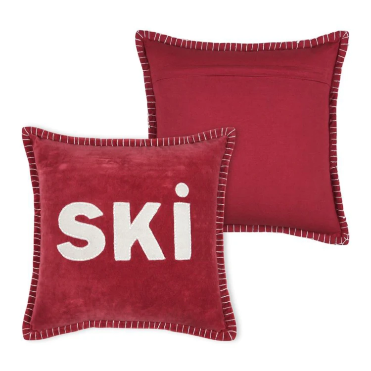 Quadratisches Kissen "SKI" aus Samt