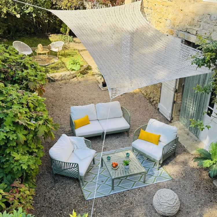 Voile d’ombrage rectangulaire macramé polylin