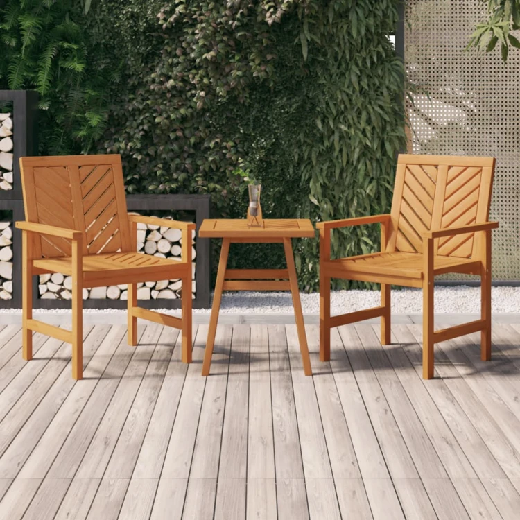 Set mit zwei Gartenstühlen aus Akazienholz