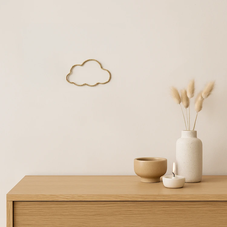 Déco murale nuage fil laiton torsadé