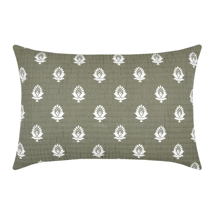 Coussin rectangulaire en coton à motif floral