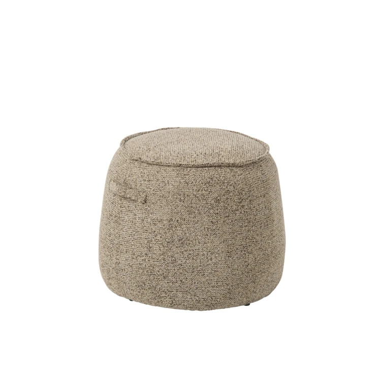 POUF ALEX CONTREPLAQUÉ/TISSU MARRON/ÉCRU