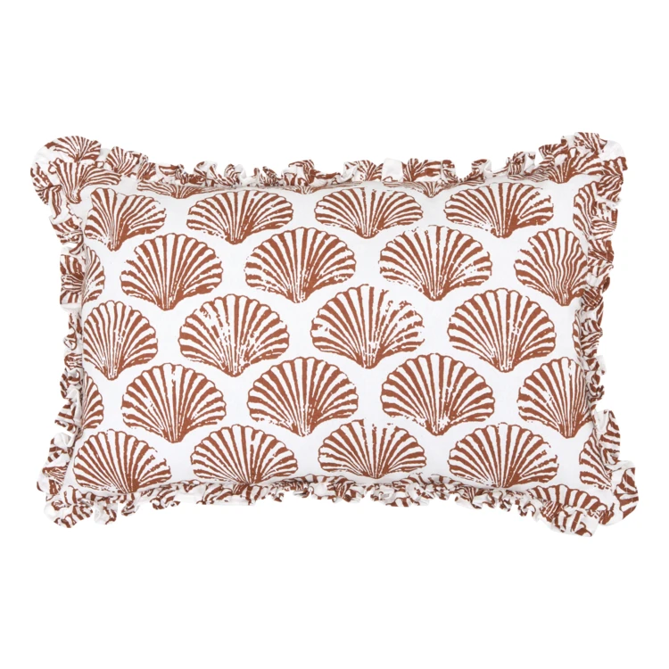Coussin rectangulaire coton motif coquillage