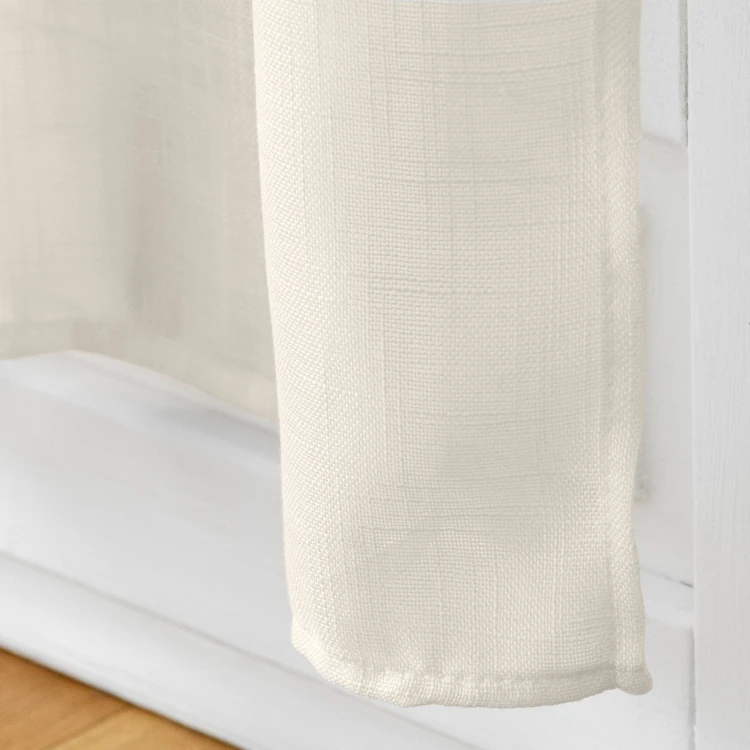 Paire de Voilages Haltona Blanc Effet Lin Tissé