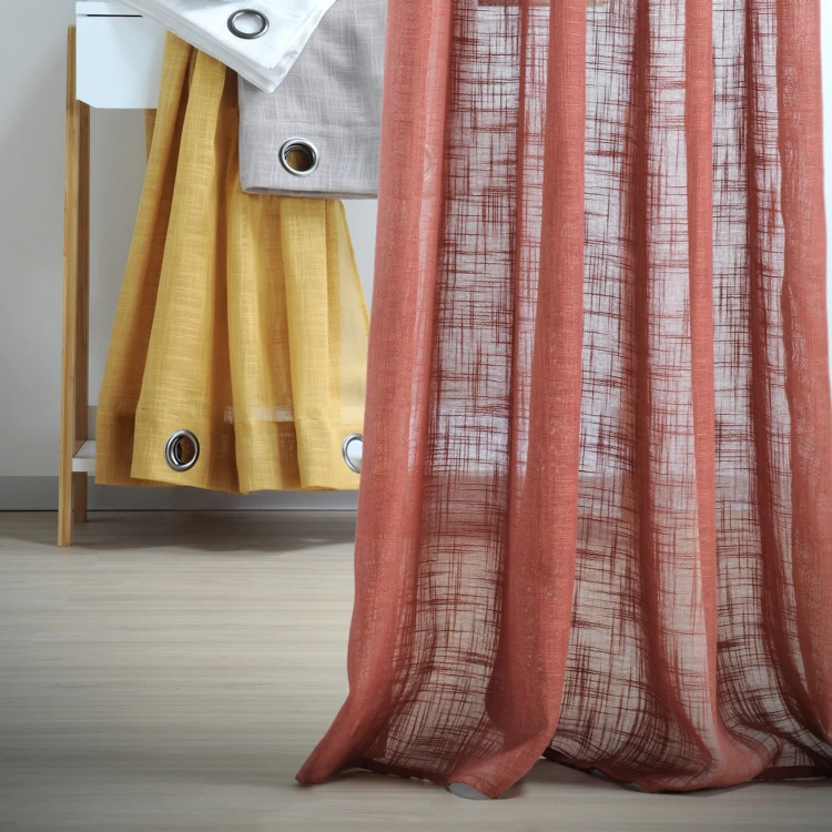 Voilage uni à œillets effet lin