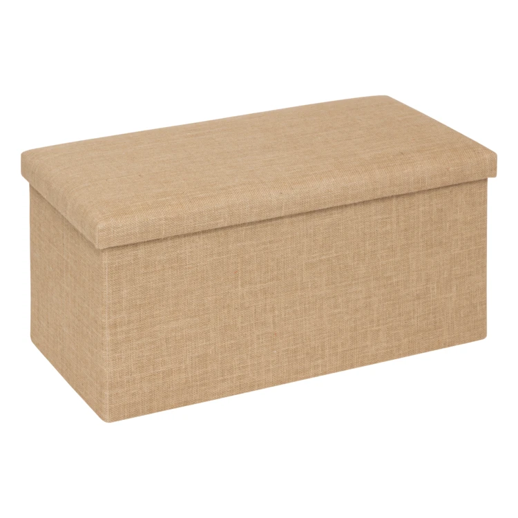 Pouf de rangement pliant toile de jute