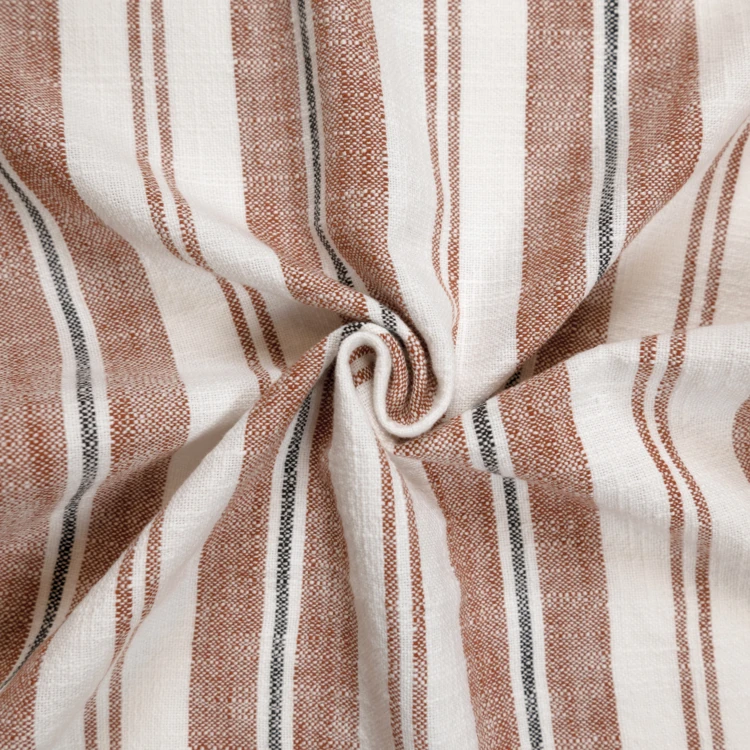 Rideau tamisant en coton flammé à rayures