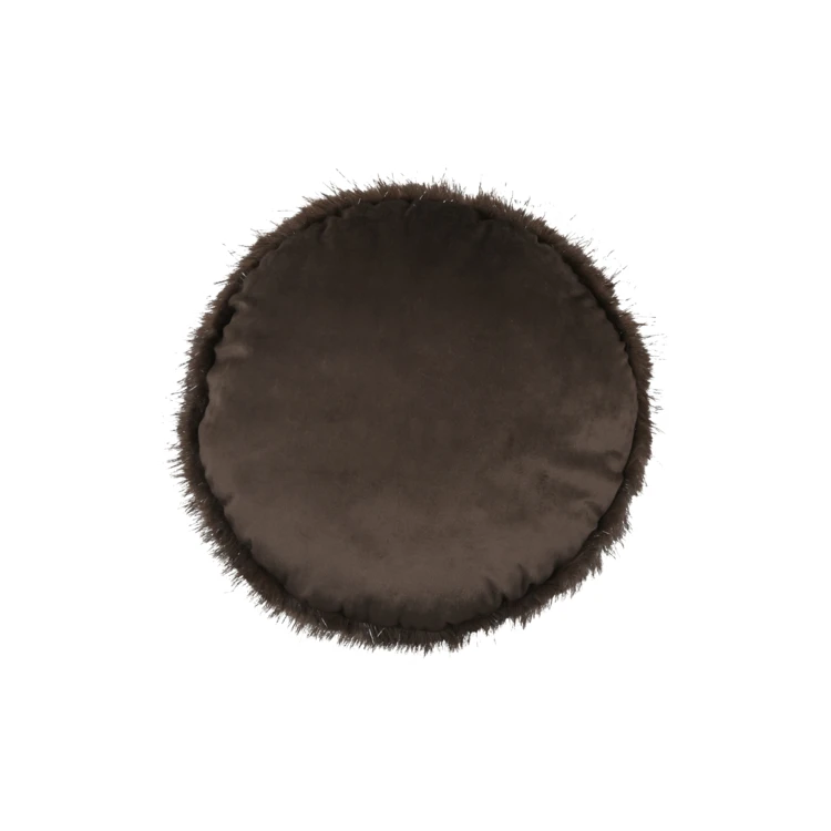 Coussin rond à poils longs