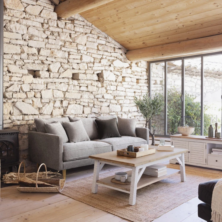Mesa de centro rectangular de aspecto madera