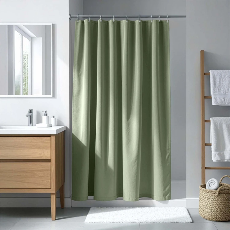 Cortina de duche simples com ganchos