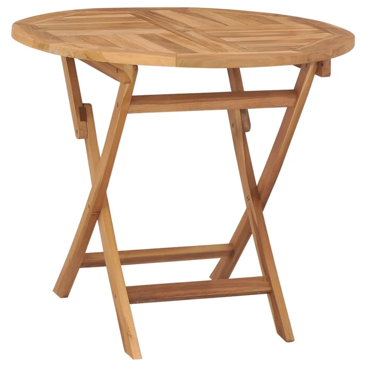 Table extérieur ronde pliante en bois