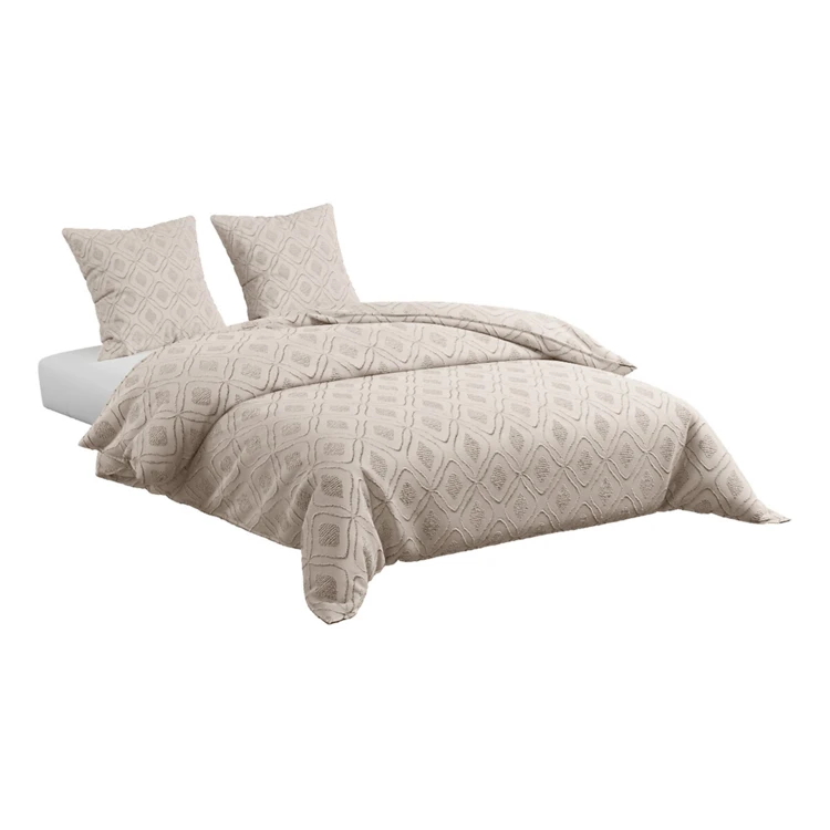 Conjunto de cama de 3 peças em microfibra lavada com padrão tufado