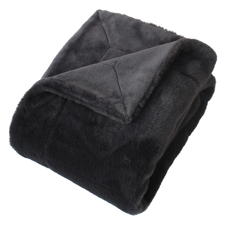 Plaid effet fourrure double face flanelle