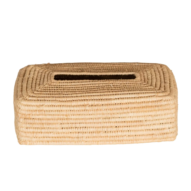 Boîte à mouchoirs en feuille de palmier naturel
