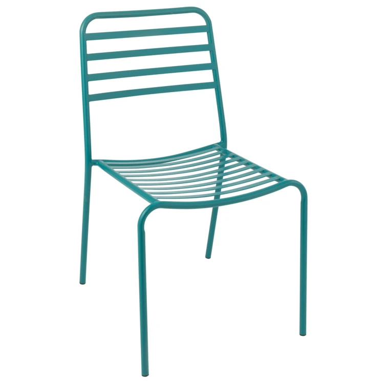 Silla de jardín metálica con respaldo de listones