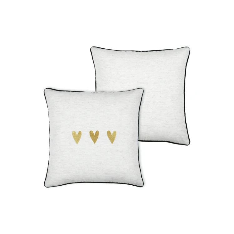 Coussin carré en polylin à motif cœur