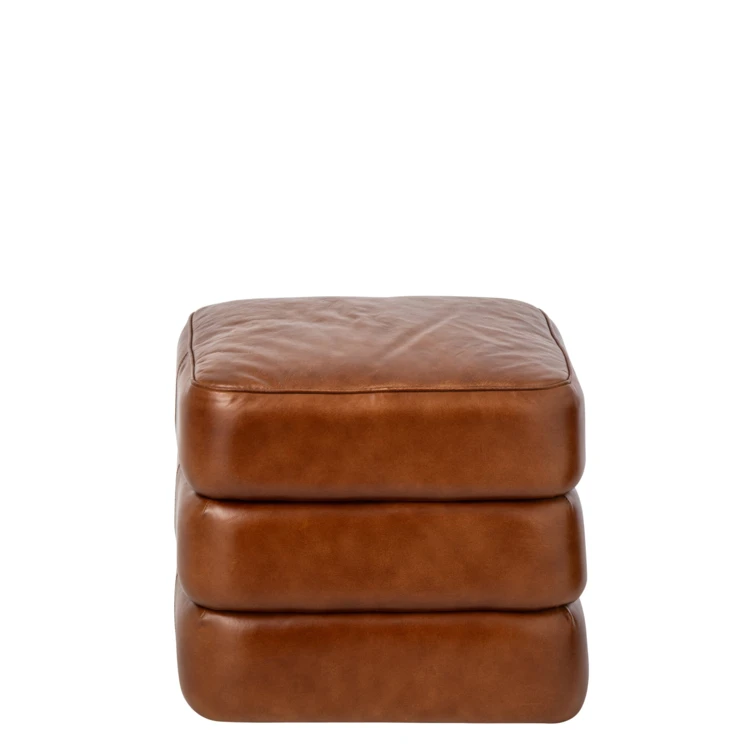 POUF CUIR CAMEL