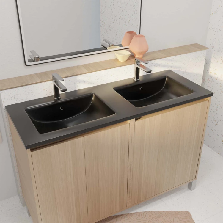 Meuble de salle de bains double vasque avec 4 portes