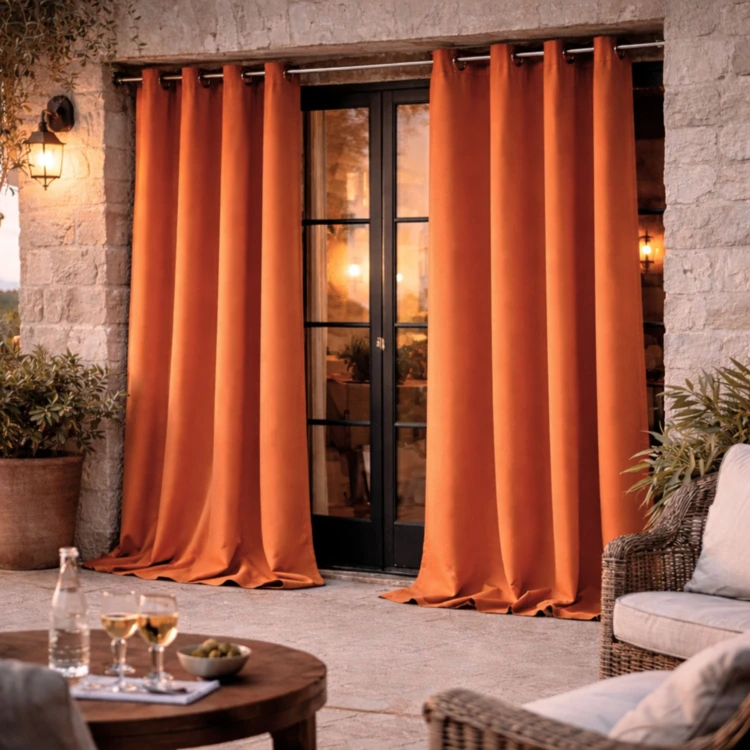 Rideau d'extérieur en tissu déperlant